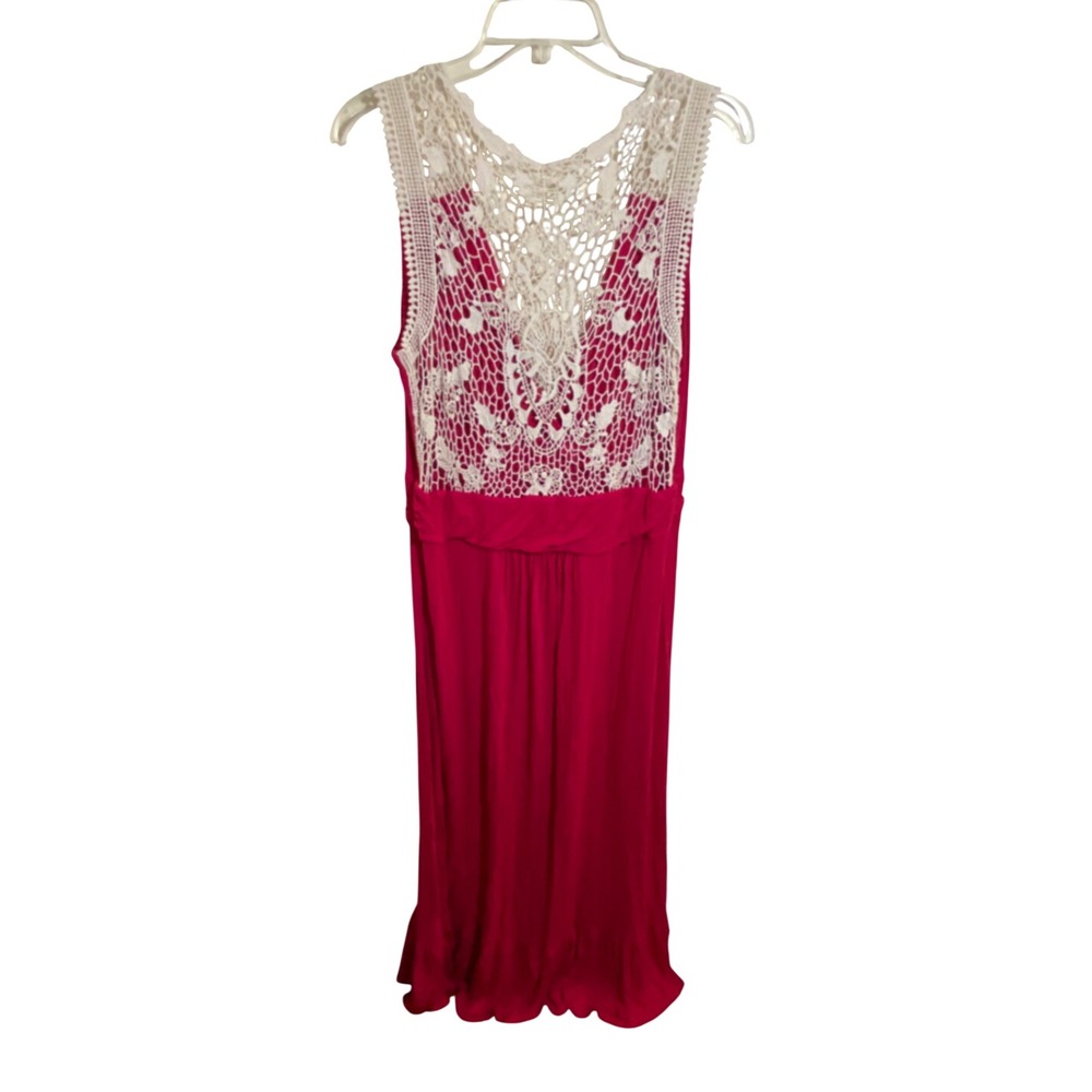 ana A New Approach Pink Crochet Lace Back Surplice Wrap‎ Midi Dress XL - Picture 3 of 6